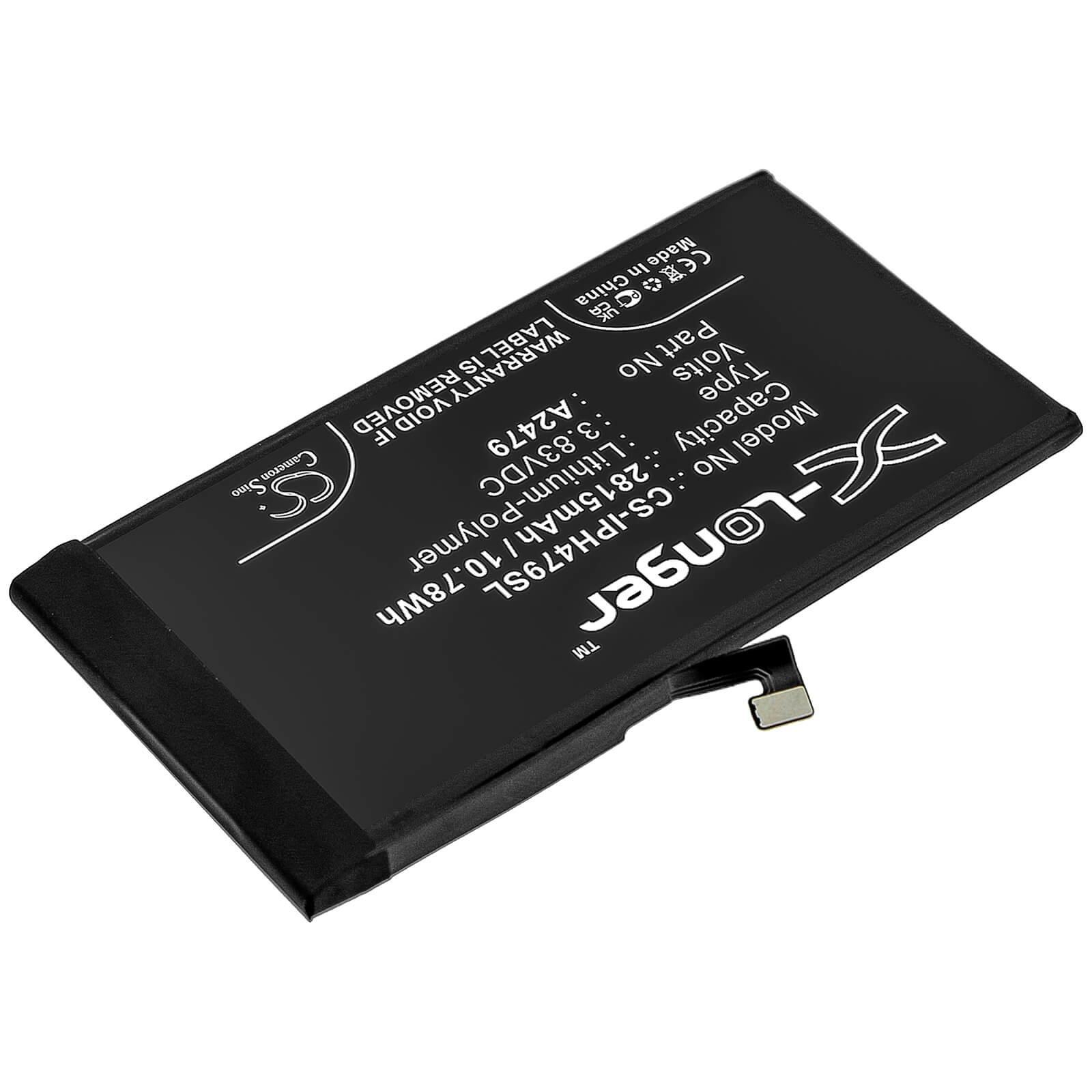 3.83V, 2815mAh, Li-Polymer Battery fits Apple, Iphone 12, 10.78145Wh