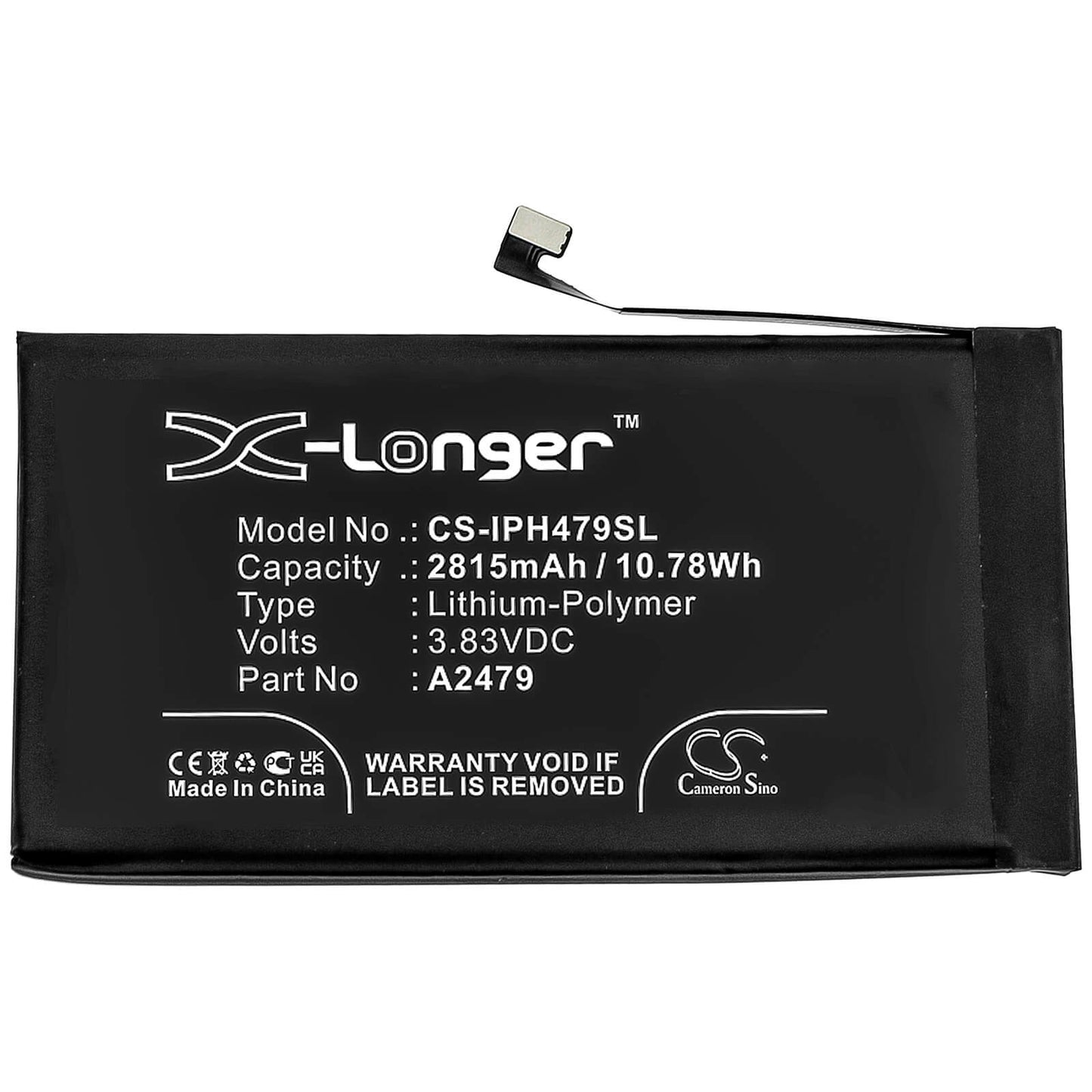 3.83V, 2815mAh, Li-Polymer Battery fits Apple, Iphone 12, 10.78145Wh