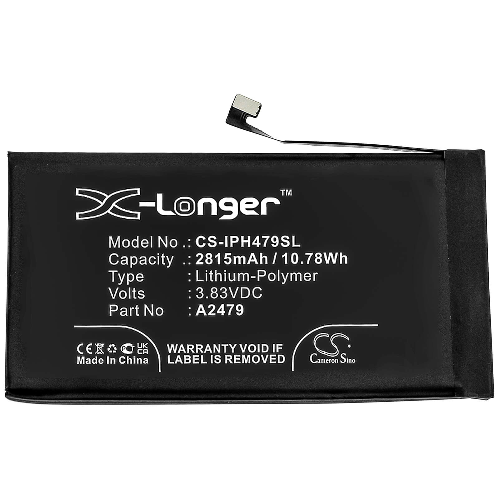 3.83V, 2815mAh, Li-Polymer Battery fits Apple, Iphone 12, 10.78145Wh