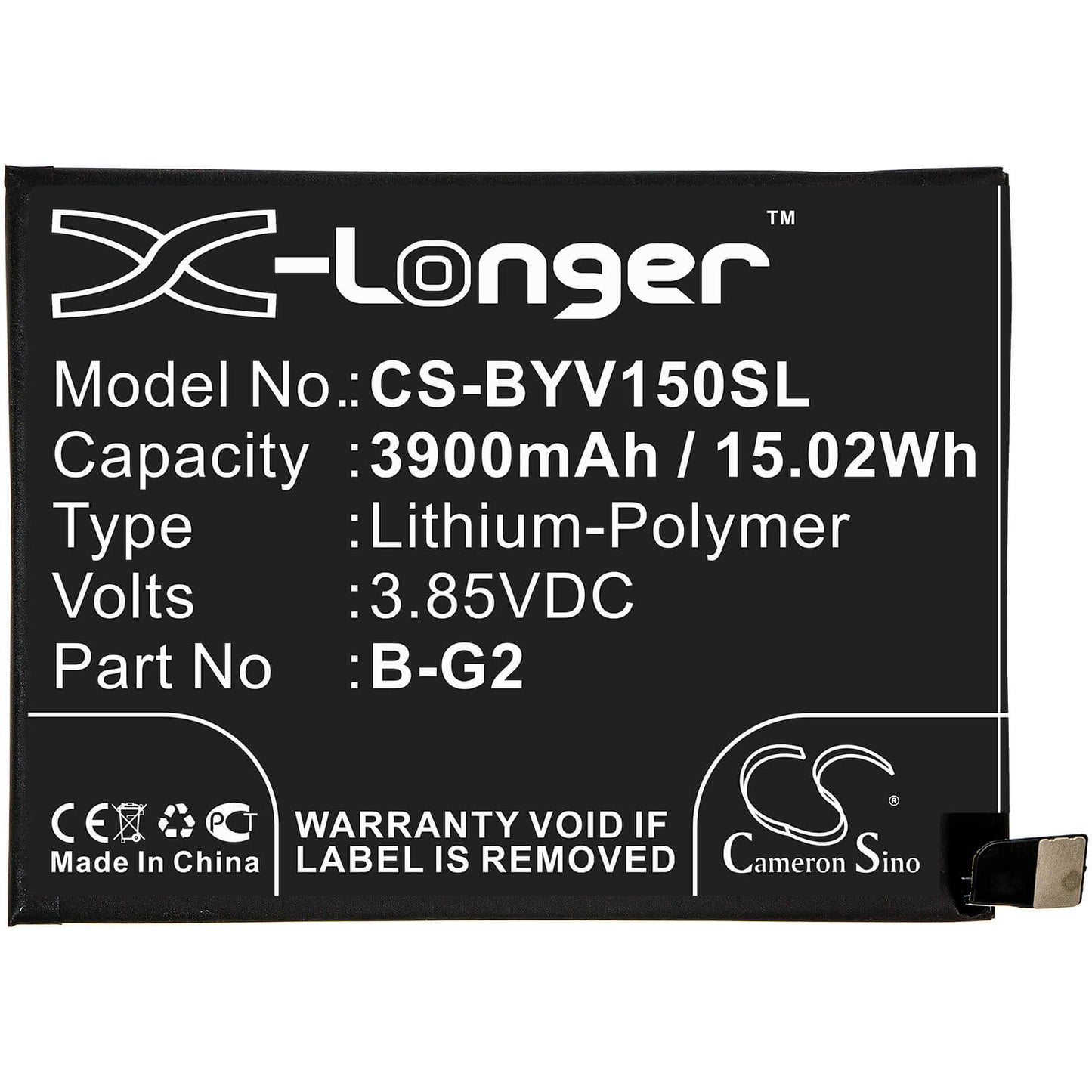 3.85V, 3900mAh, Li-Polymer Battery fits Vivo, V15, V1831, 15.015Wh