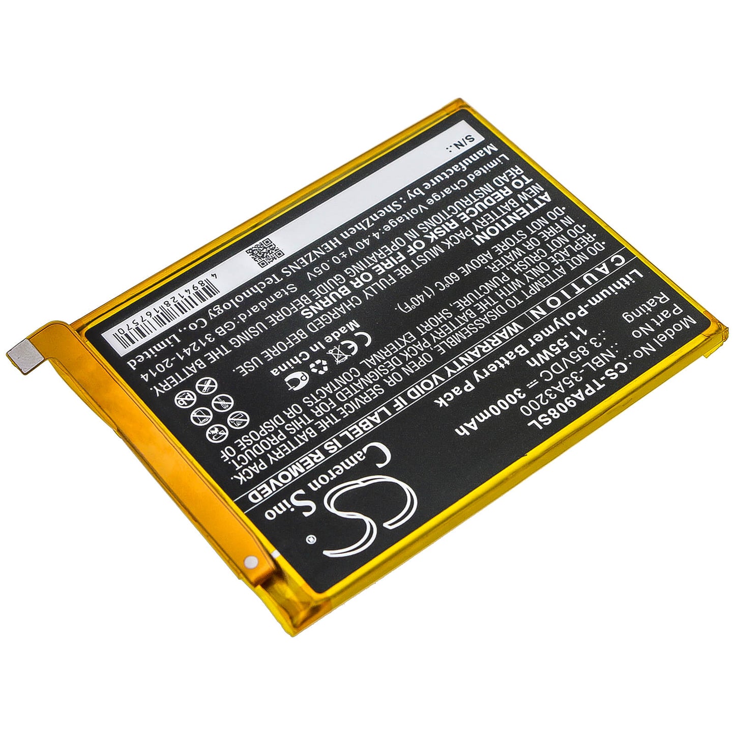 3.85V, 3000mAh, Li-Polymer Battery fits Tp-link, Neffos N1, Tp908a, 11.55Wh