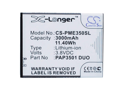 3.8V, 3000mAh, Li-ion Battery fits Prestigio, Multiphone 3501 Duo, 11.4Wh