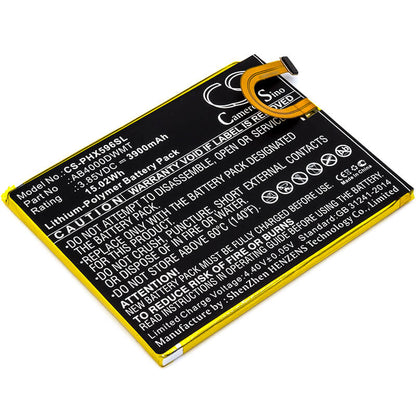 3.85V, 3900mAh, Li-Polymer Battery fits Philips, Xenium Ctx596, Xenium X596, 15.015Wh