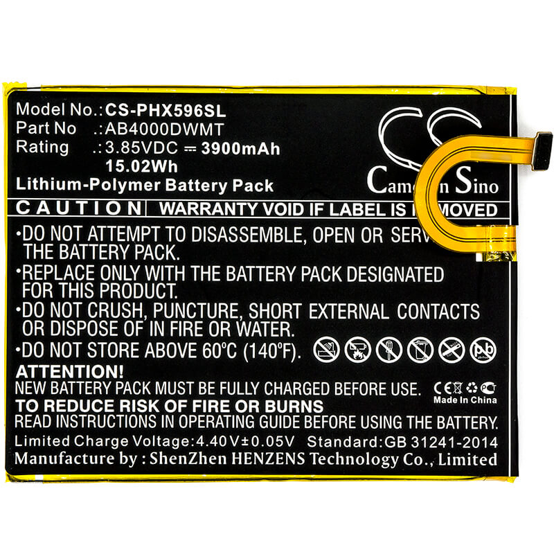 3.85V, 3900mAh, Li-Polymer Battery fits Philips, Xenium Ctx596, Xenium X596, 15.015Wh