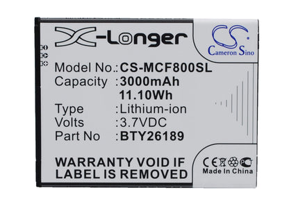 3.7V, 3000mAh, Li-ion Battery fits Mobistel, Cynus F8, 11.1Wh