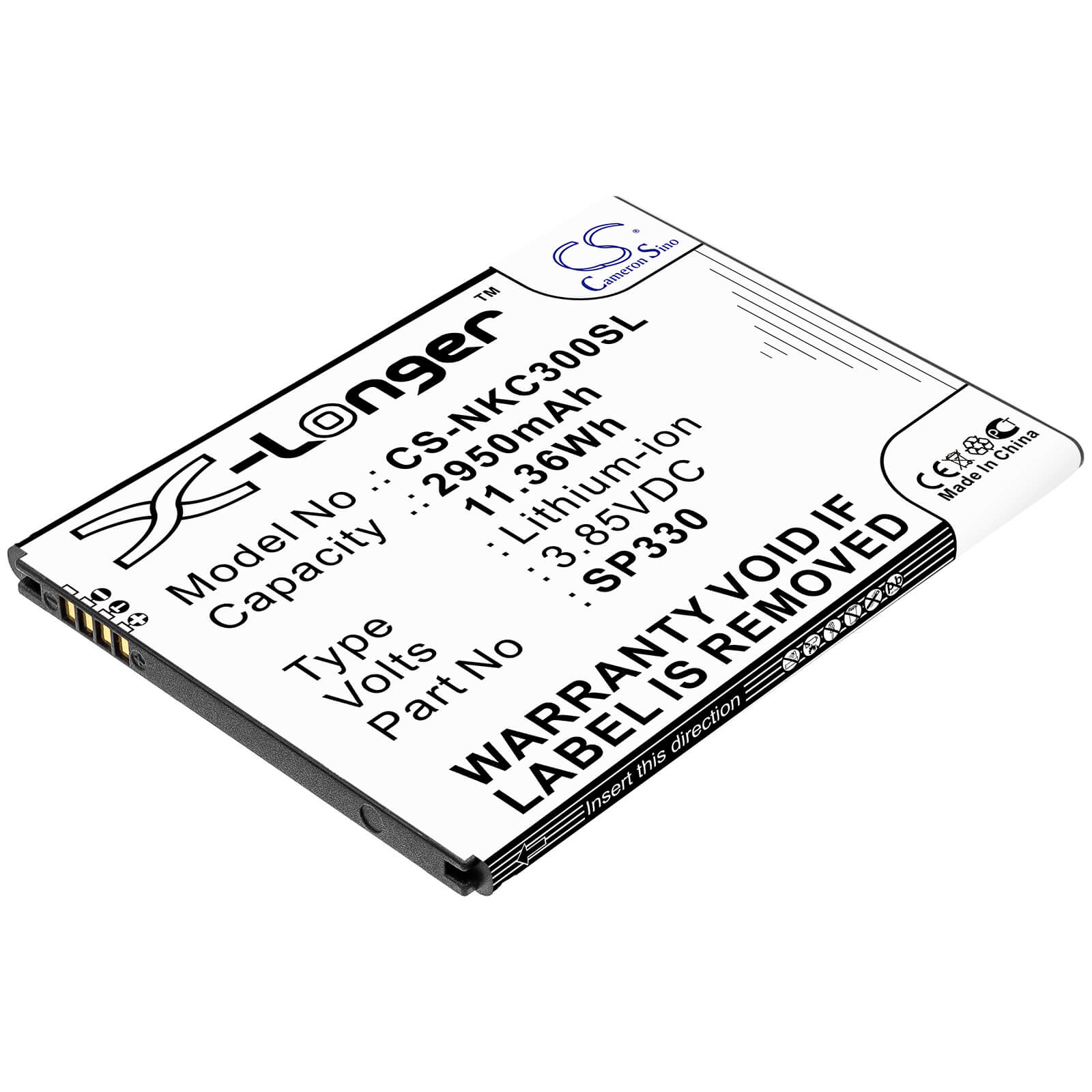 3.85V, 2950mAh, Li-ion Battery fits Nokia, C3 2020, 11.3575Wh