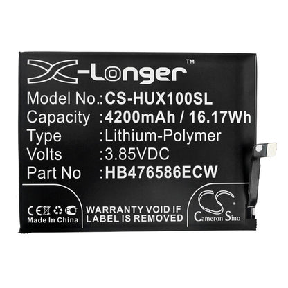 3.85V, 4200mAh, Li-Polymer Battery fits Huawei, Honor X10, Honor X10 5g, 16.17Wh