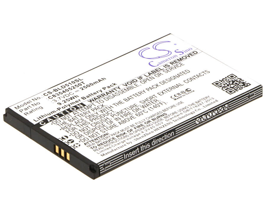 3.7V, 2500mAh, Li-Polymer Battery fits Blu, Studio 5.3, Studio D510, 9.25Wh