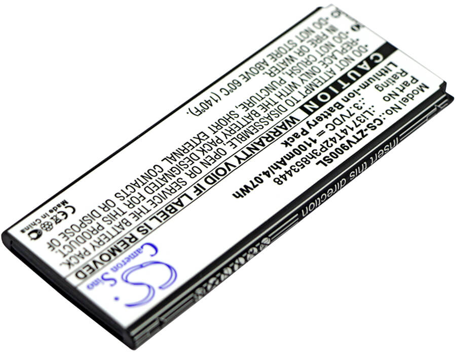 3.7V, 1100mAh, Li-ion Battery fits Zte, G1315, N960s, 4.07Wh