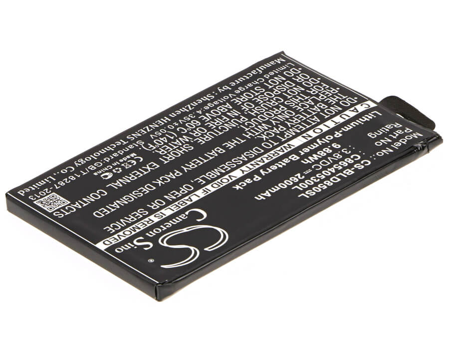 3.8V, 2600mAh, Li-Polymer Battery fits Blu, D850q, S0190uu, 9.88Wh