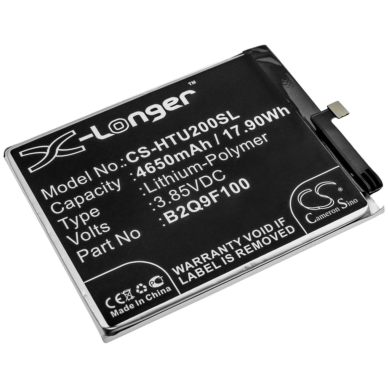 3.85V, 4650mAh, Li-Polymer Battery fits Htc, F233, U20 5g, 17.9025Wh
