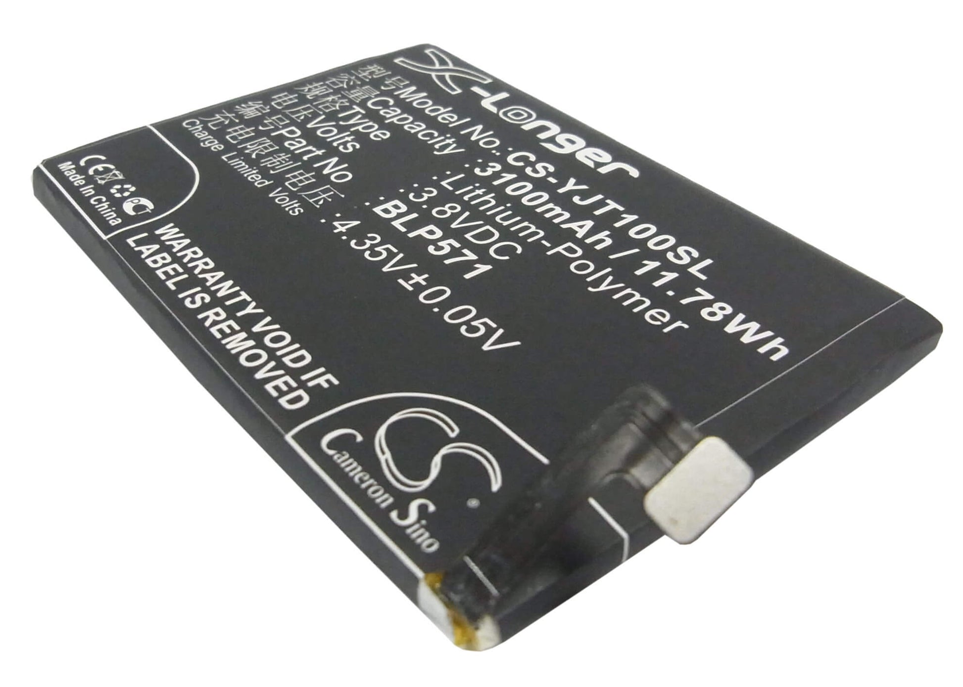 3.8V, 3100mAh, Li-Polymer Battery fits Oneplus, A0001, One, 11.78Wh