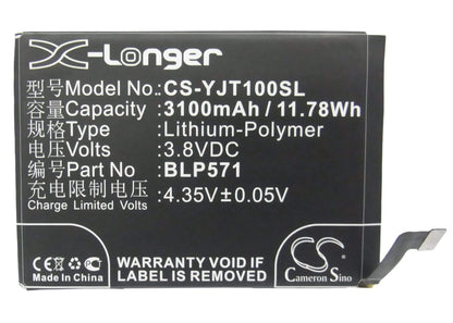 3.8V, 3100mAh, Li-Polymer Battery fits Oneplus, A0001, One, 11.78Wh