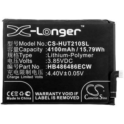 3.85V, 4100mAh, Li-Polymer Battery fits Huawei, Cp37, Cp60, 15.785Wh