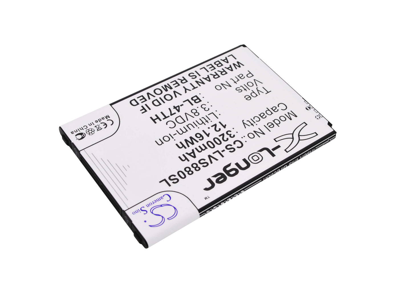3.8V, 3200mAh, Li-ion Battery fits Lg, B1 Lite, D631, 12.16Wh