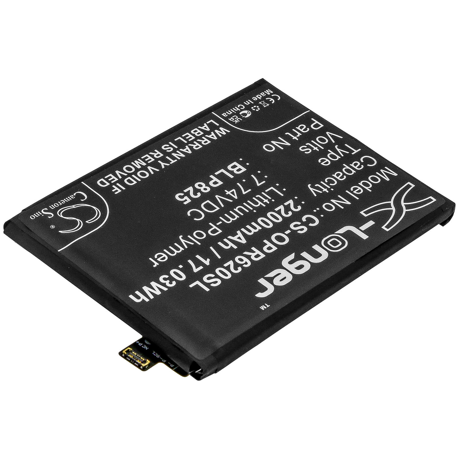 7.74V, 2200mAh, Li-Polymer Battery fits Oppo, Reno5 Pro+, Reno6 Pro, 17.028Wh