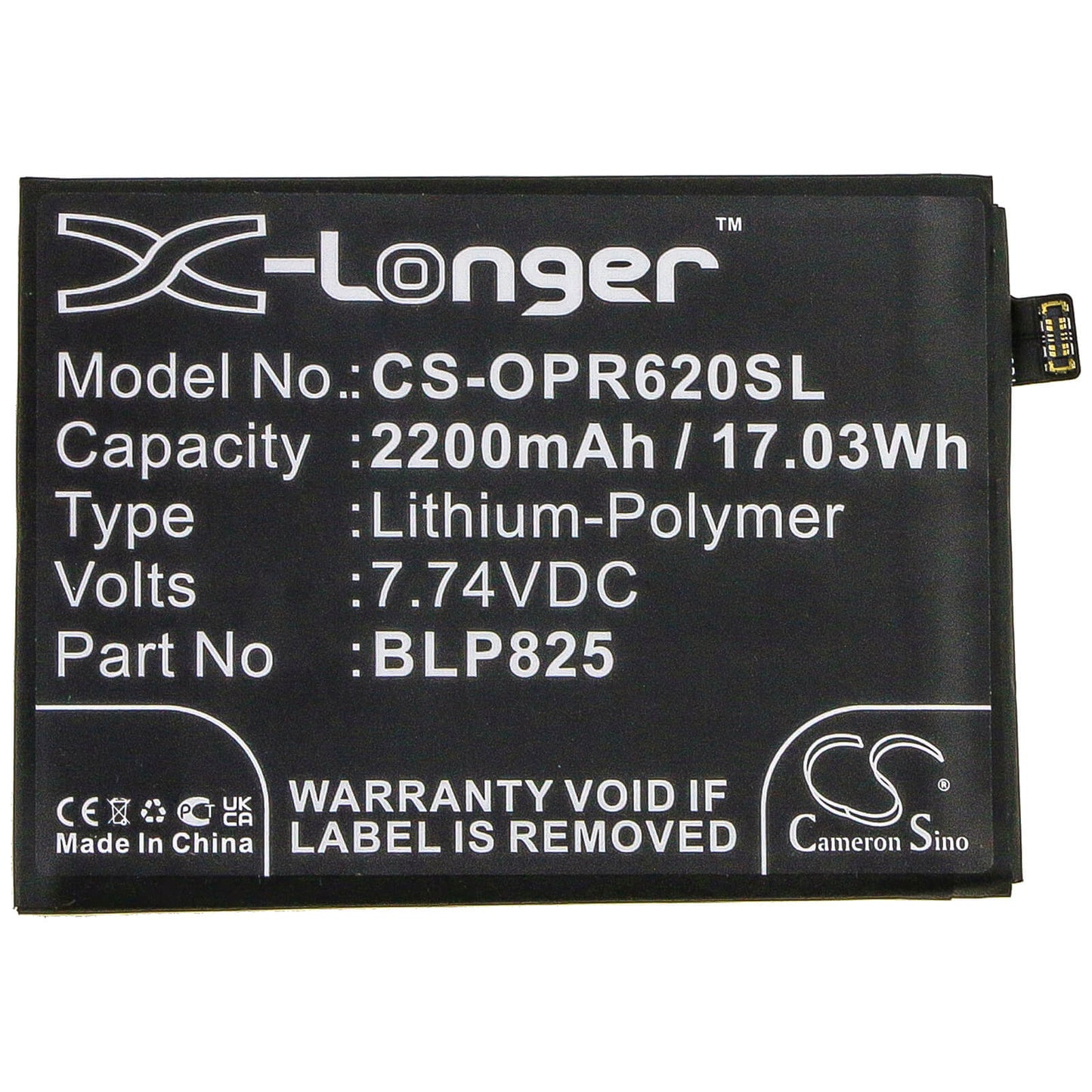 7.74V, 2200mAh, Li-Polymer Battery fits Oppo, Reno5 Pro+, Reno6 Pro, 17.028Wh