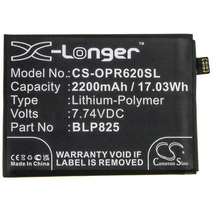 7.74V, 2200mAh, Li-Polymer Battery fits Oppo, Reno5 Pro+, Reno6 Pro, 17.028Wh