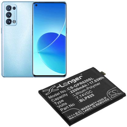 7.74V, 2200mAh, Li-Polymer Battery fits Oppo, Reno5 Pro+, Reno6 Pro, 17.028Wh