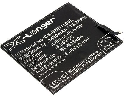 3.85V, 3450mAh, Li-Polymer Battery fits Gionee, Elife S10, Elife S10 Dual Sim, 13.2825Wh