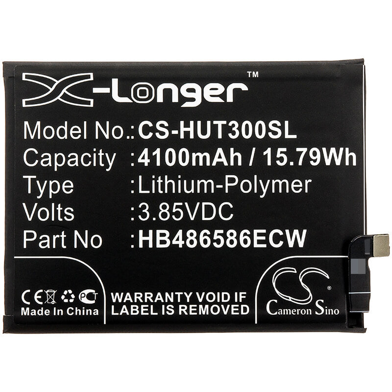 3.85V, 4100mAh, Li-Polymer Battery fits Huawei, Honor V30, Honor View 30, 15.785Wh