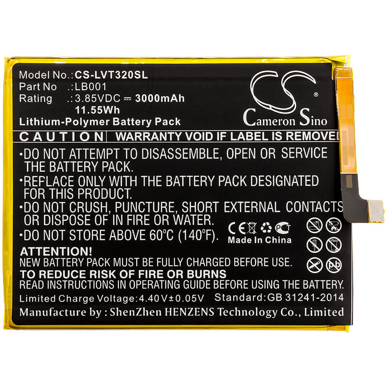 3.85V, 3000mAh, Li-Polymer Battery fits Lenovo, K320t, Paby0001cn, 11.55Wh