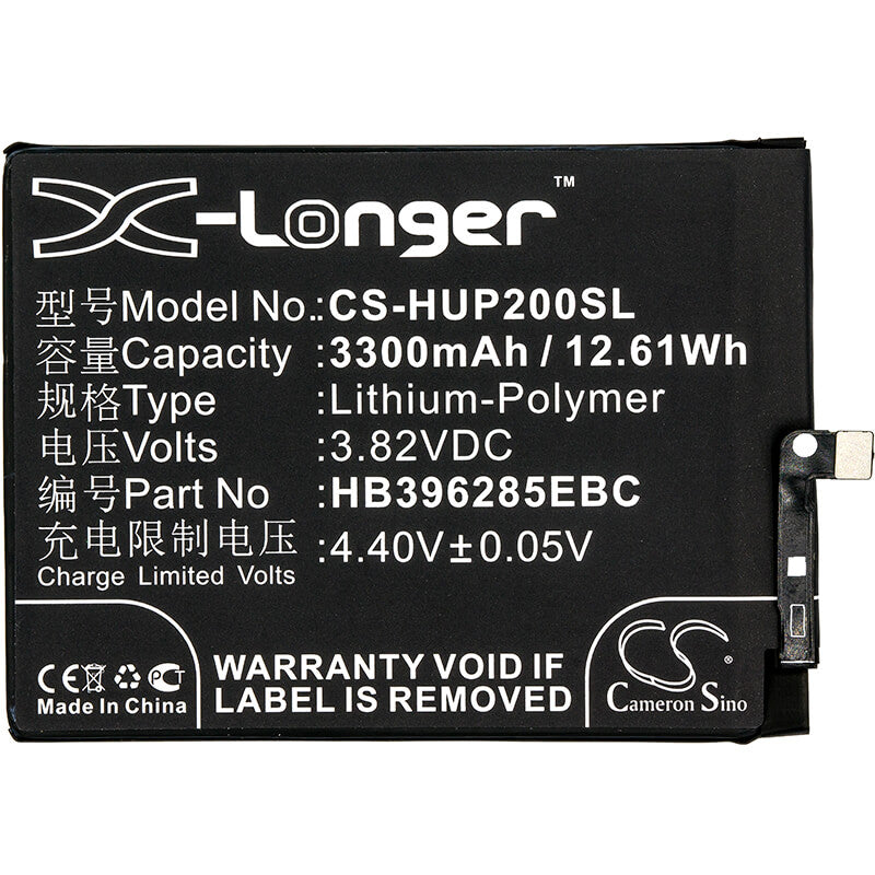 3.82V, 3300mAh, Li-Polymer Battery fits Huawei, Col-al00, Col-al10, 12.606Wh