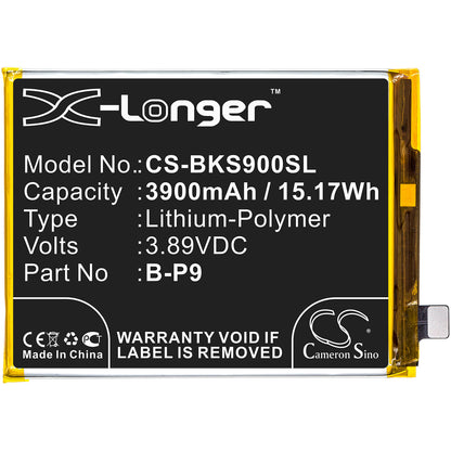 3.89V, 3900mAh, Li-Polymer Battery fits Vivo, S9, V2072a, 15.171Wh