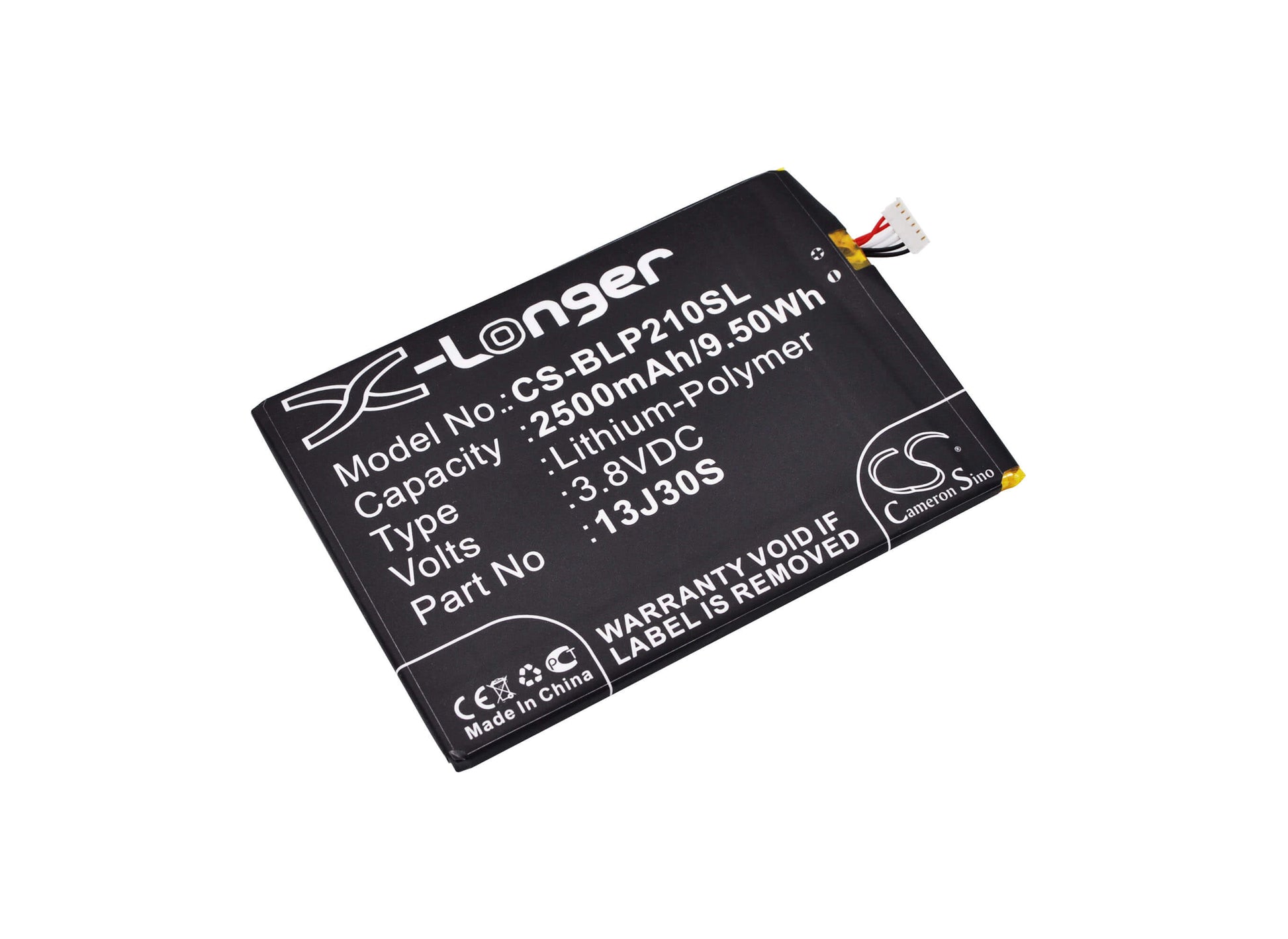 3.8V, 2500mAh, Li-Polymer Battery fits Blu, L210a, L210i, 9.5Wh