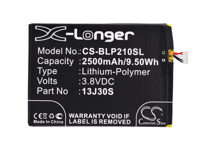 3.8V, 2500mAh, Li-Polymer Battery fits Blu, L210a, L210i, 9.5Wh