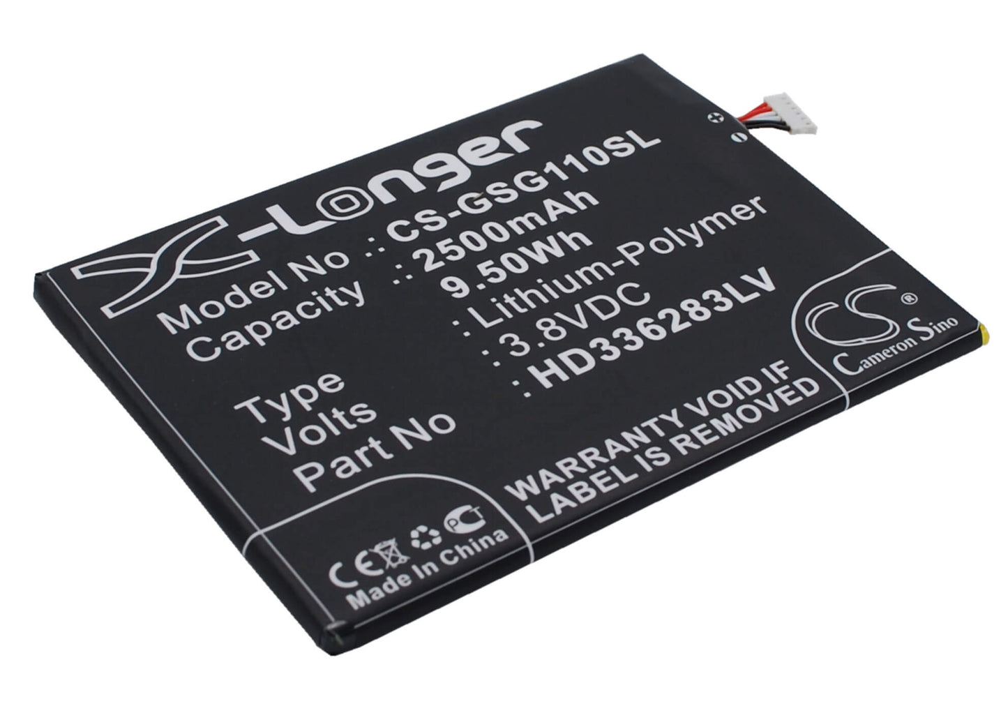 3.8V, 2500mAh, Li-Polymer Battery fits Gsmart, Guru G1, 9.5Wh