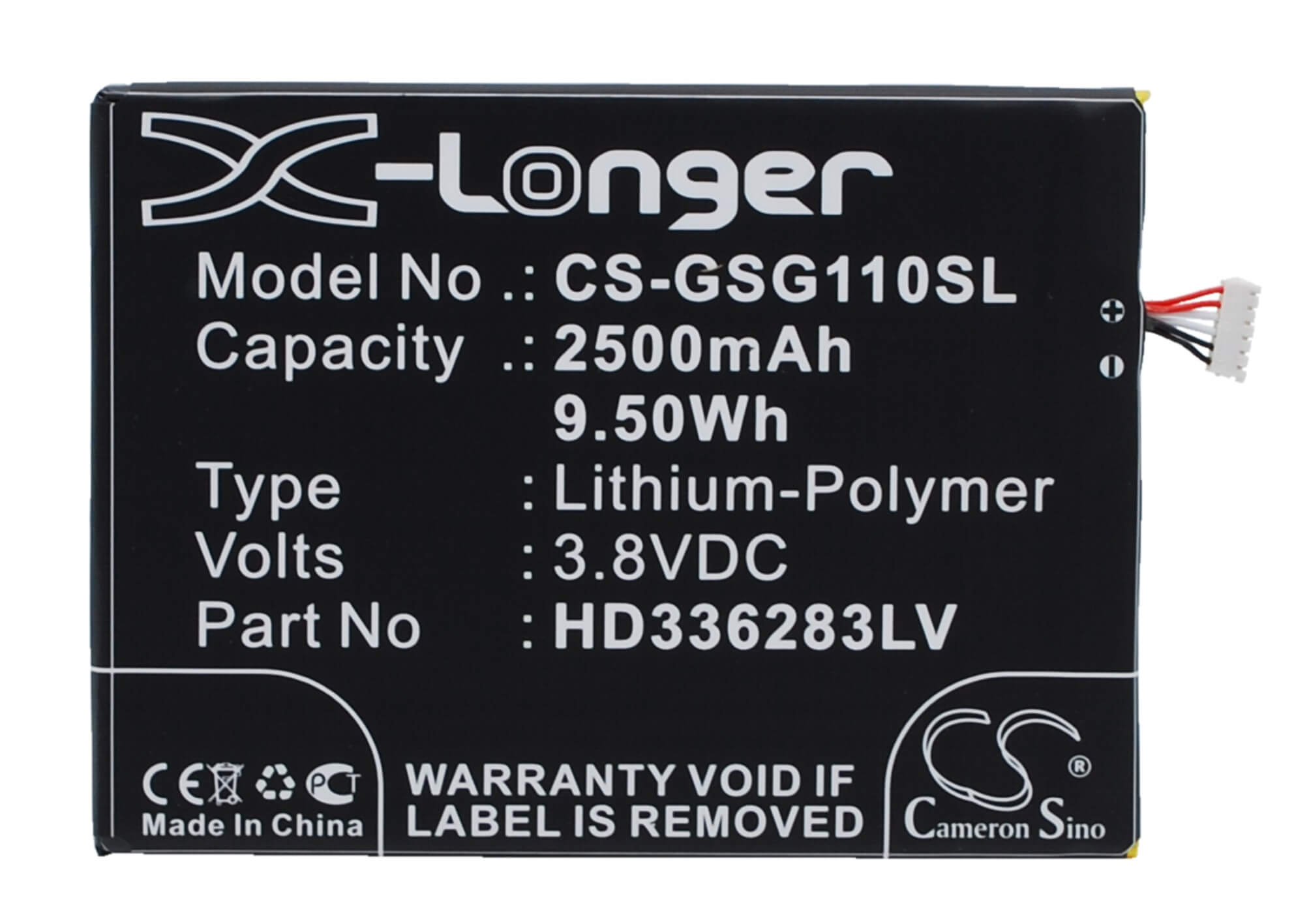 3.8V, 2500mAh, Li-Polymer Battery fits Green Orange, N1, N1-t, 9.5Wh