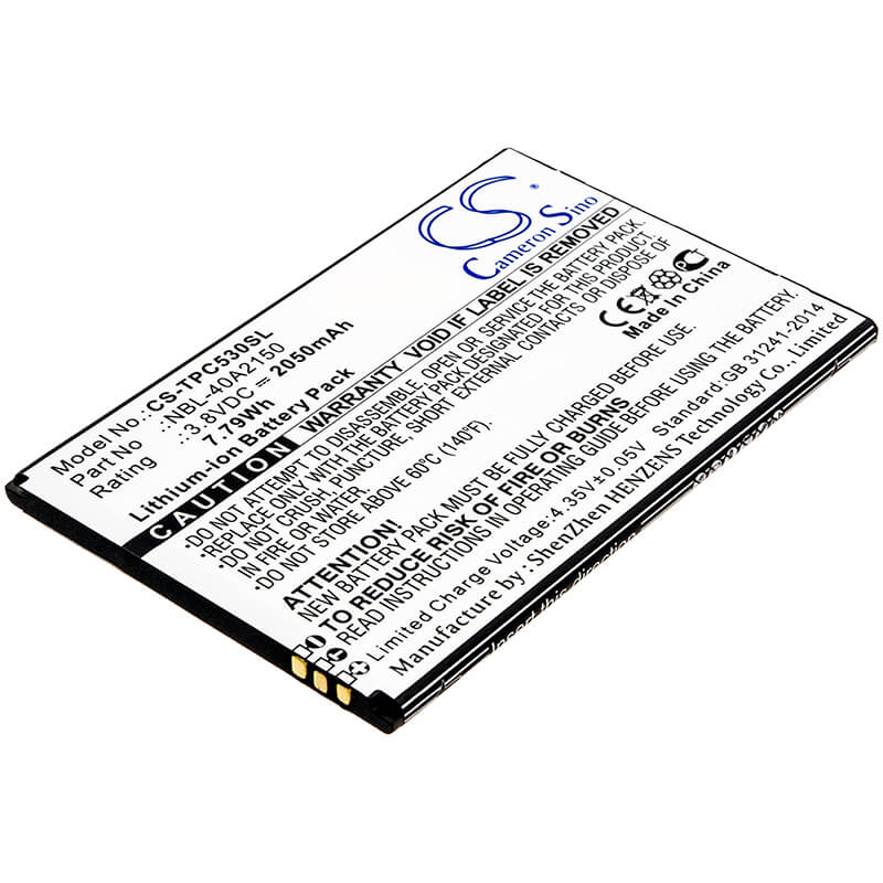 3.8V, 2050mAh, Li-ion Battery fits Neffos, C5 Plus, Tp7031a, 7.79Wh