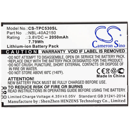 3.8V, 2050mAh, Li-ion Battery fits Neffos, C5 Plus, Tp7031a, 7.79Wh