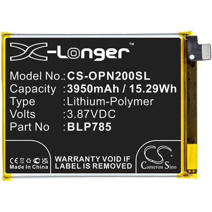 3.87V, 3950mAh, Li-Polymer Battery fits Oneplus, Ac2003, Nord, 15.2865Wh
