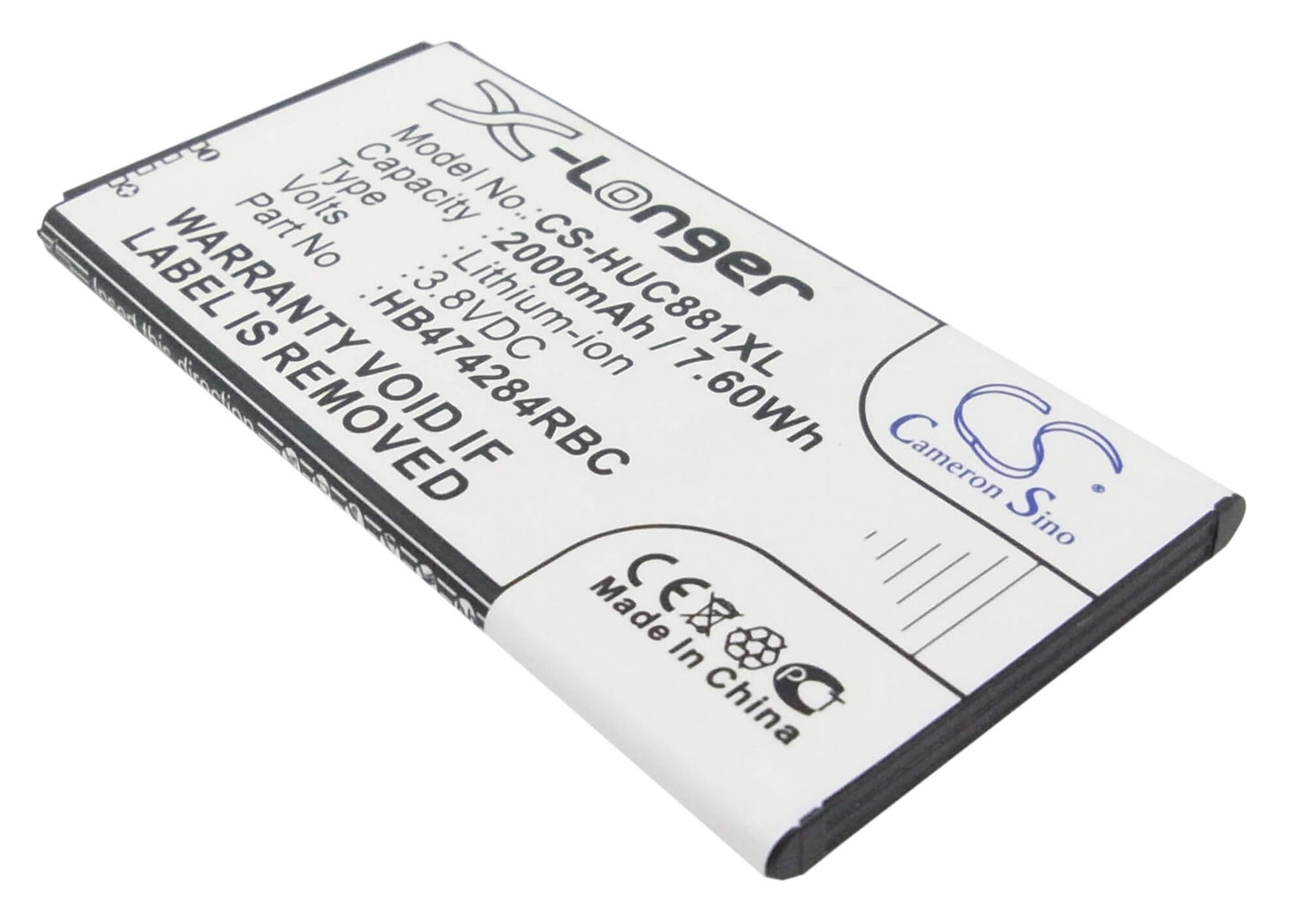 3.8V, 2000mAh, Li-ion Battery fits Huawei, Ascend G521, Ascend G521-l076, 7.6Wh