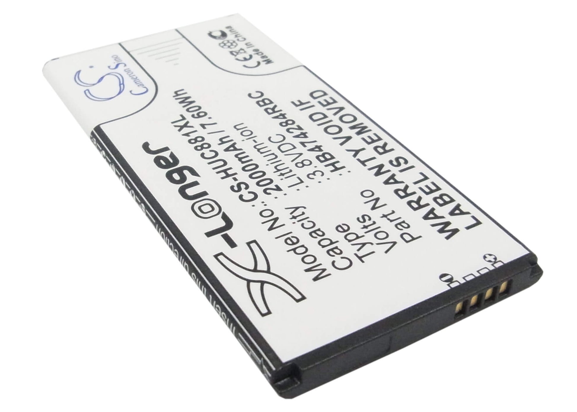 3.8V, 2000mAh, Li-ion Battery fits Huawei, Ascend G521, Ascend G521-l076, 7.6Wh