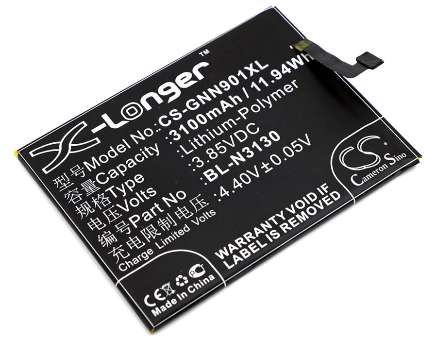 3.85V, 3100mAh, Li-Polymer Battery fits Gionee, Elife S6 Pro, Elife S6 Pro Dual Sim Td-lte I, 11.935Wh