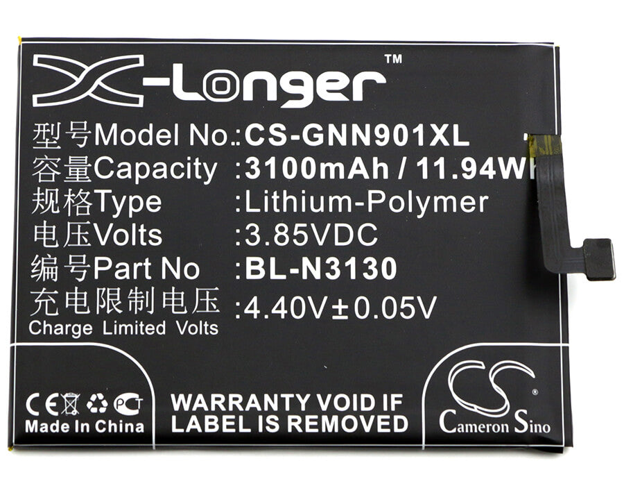 3.85V, 3100mAh, Li-Polymer Battery fits Gionee, Elife S6 Pro, Elife S6 Pro Dual Sim Td-lte I, 11.935Wh