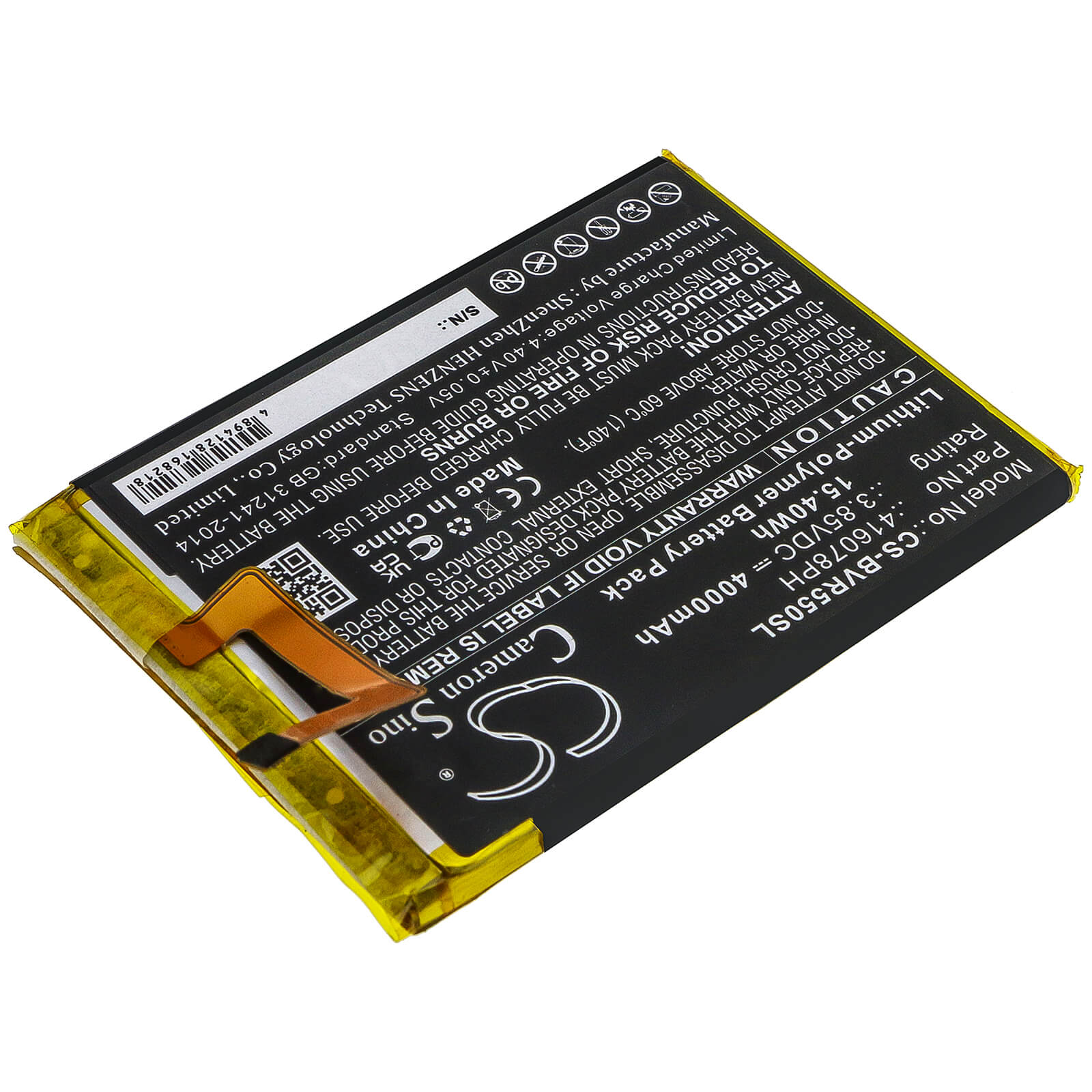 3.85V, 4000mAh, Li-Polymer Battery fits Blackview, Bv5500, 15.4Wh