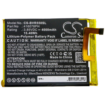 3.85V, 4000mAh, Li-Polymer Battery fits Blackview, Bv5500, 15.4Wh
