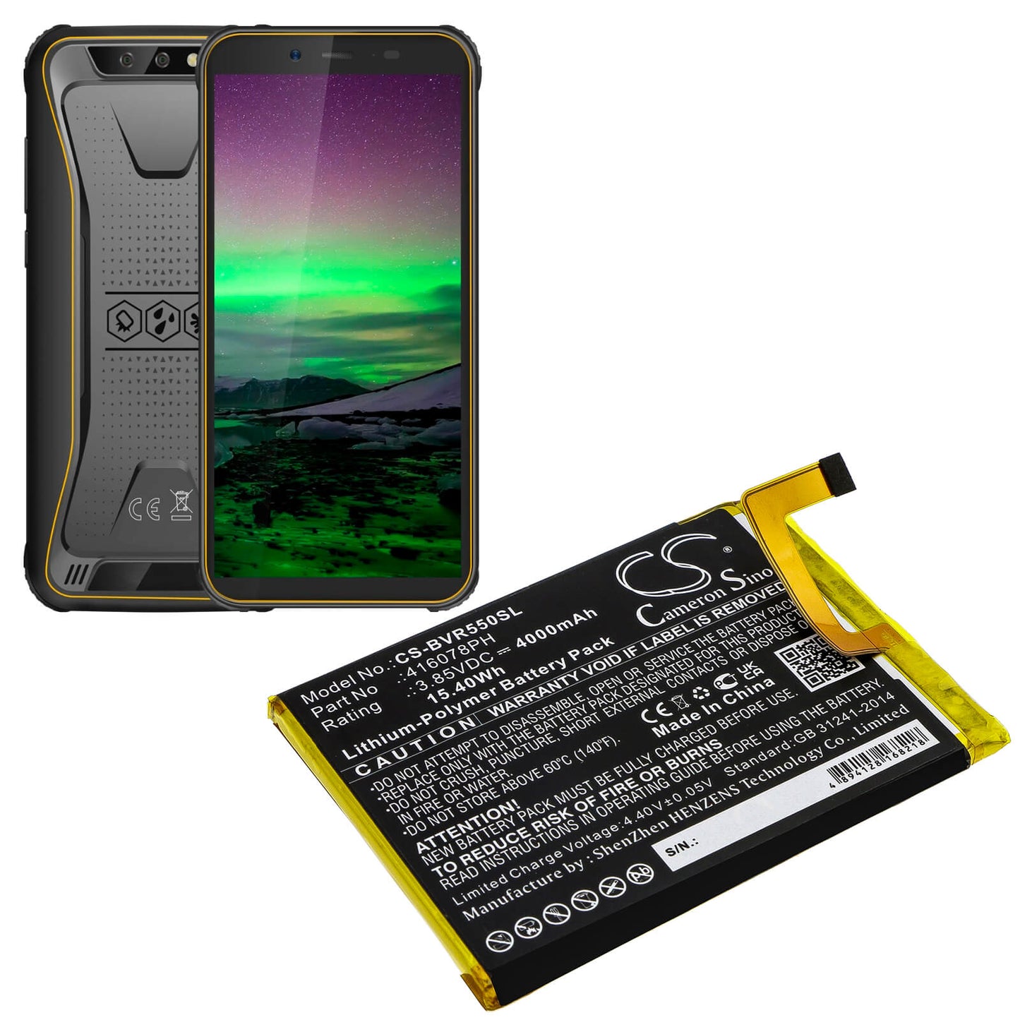 3.85V, 4000mAh, Li-Polymer Battery fits Blackview, Bv5500, 15.4Wh