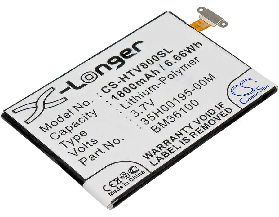 3.7V, 1800mAh, Li-Polymer Battery fits Htc, One Vx, Pm36100, 6.66Wh