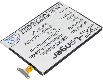 3.7V, 1800mAh, Li-Polymer Battery fits Htc, One Vx, Pm36100, 6.66Wh