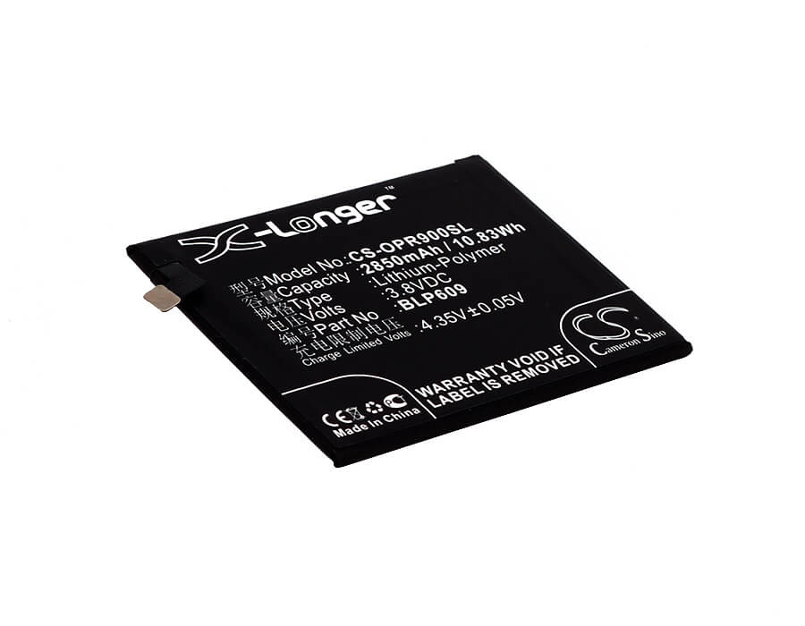 3.8V, 2850mAh, Li-Polymer Battery fits Oppo, F1 Plus, R9, 10.83Wh