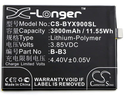 3.85V, 3000mAh, Li-Polymer Battery fits Bbk, Vivo X9, 11.55Wh