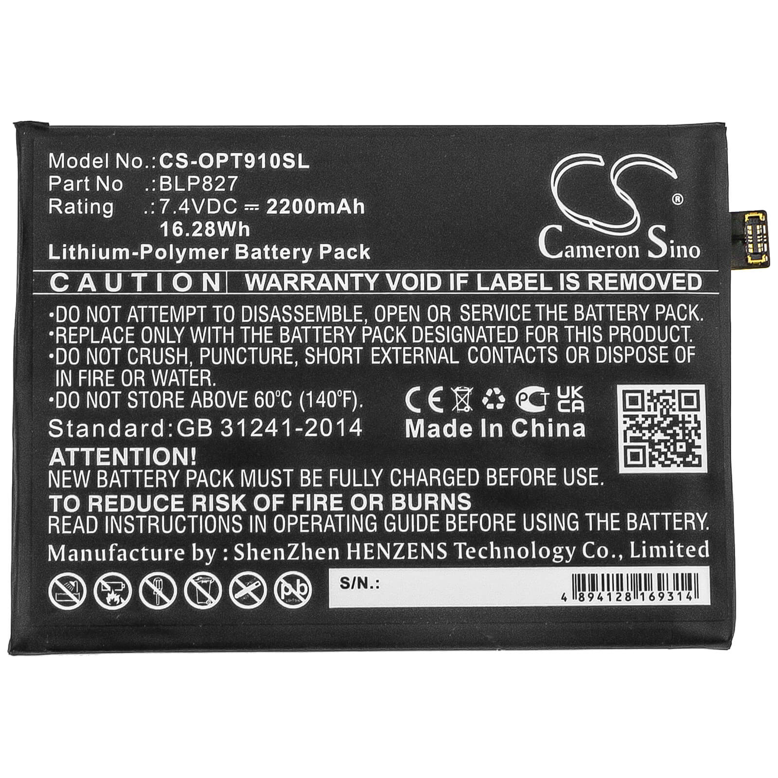 7.4V, 2200mAh, Li-Polymer Battery fits Oneplus, 9 Pro 5g, Le2120, 16.28Wh