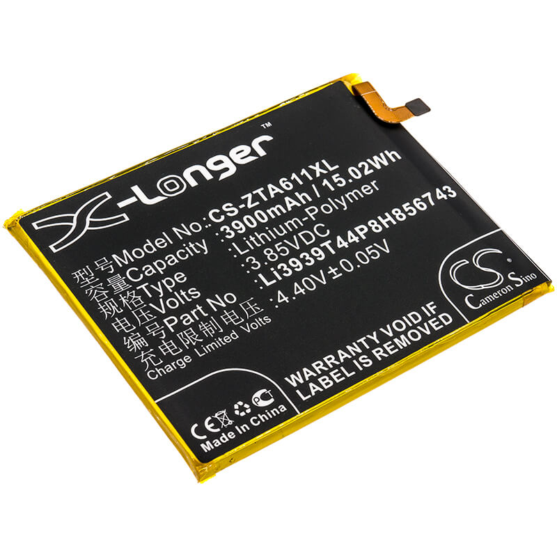3.85V, 3900mAh, Li-Polymer Battery fits Zte, Blade A6 Max, 15.015Wh