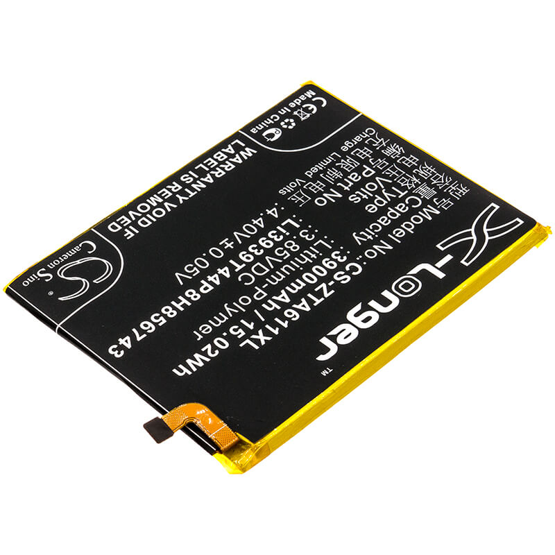 3.85V, 3900mAh, Li-Polymer Battery fits Zte, Blade A6 Max, 15.015Wh