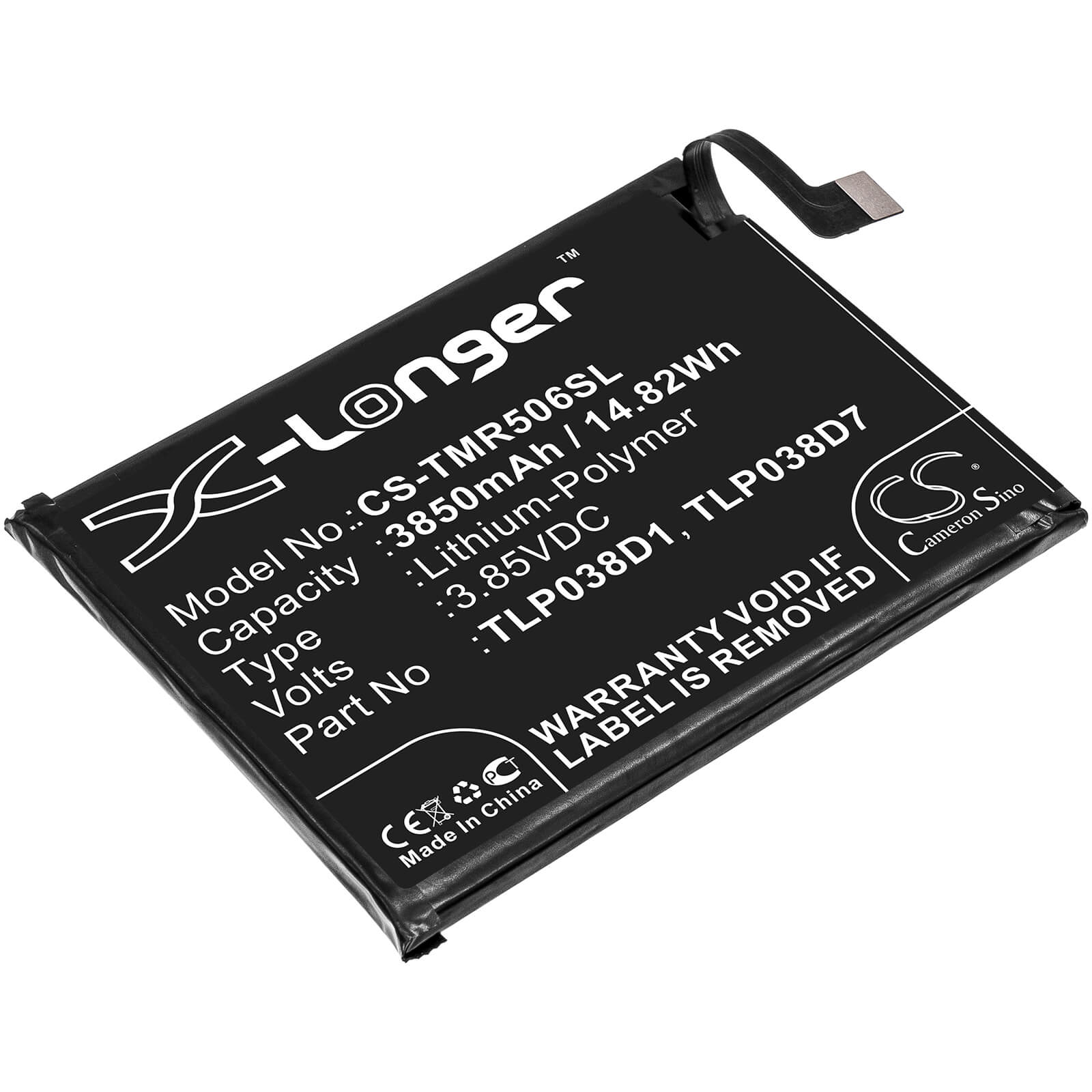 3.85V, 3850mAh, Li-Polymer Battery fits Alcatel, 3l 2020, 5029d, 14.8225Wh
